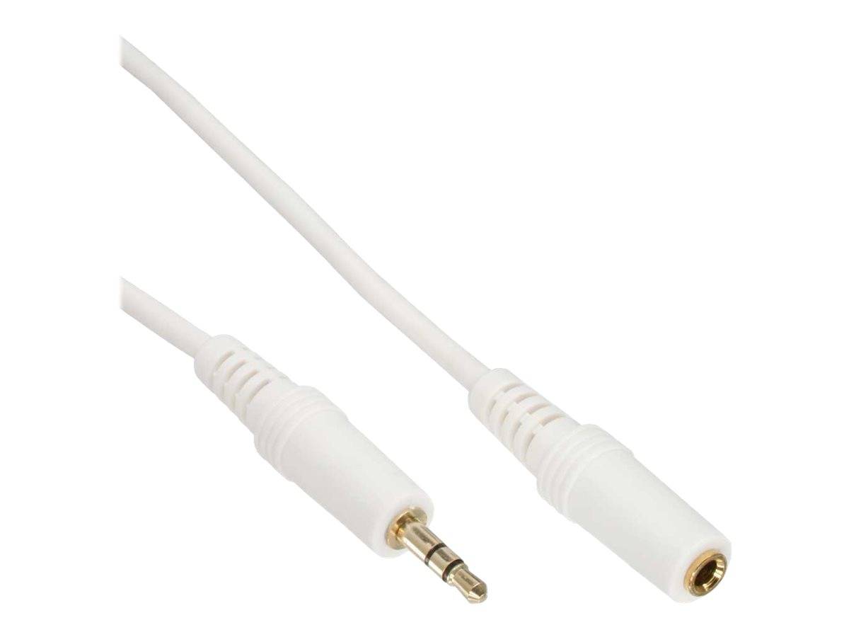 INLINE - Klinke Verlängerung - 3,5mm Stecker / Buchse - Stereo weiß / gold - 3m