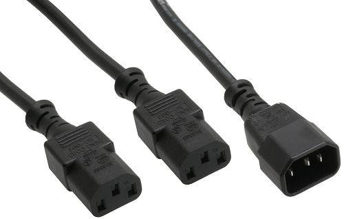 INLINE - Netz-Y-Kabel - Kaltgeräte - 1x IEC-C14 auf 2x IEC-C13 - 1,8m