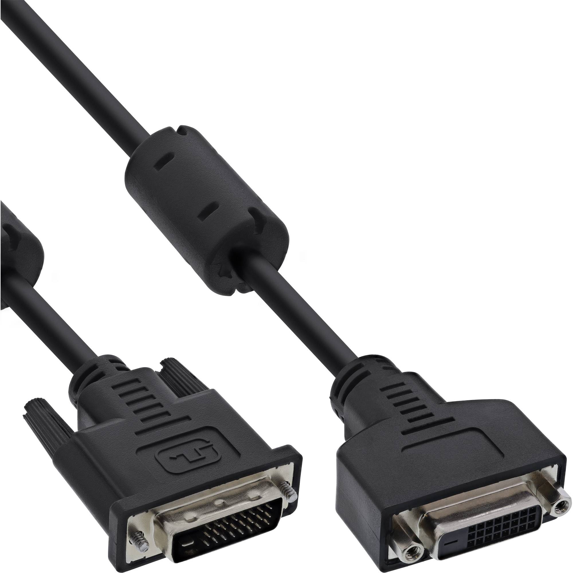 INLINE - DVI-D Verlängerung - Dual Link 24+1 ST auf 24+1 BU - 2 Ferrite - 5m