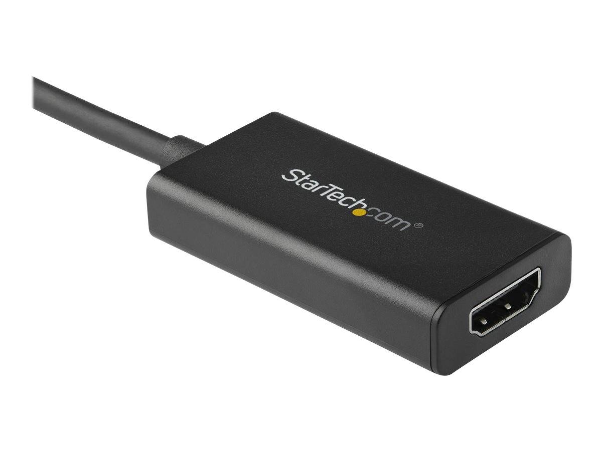 Black StarTech.com Kabeladapter mit HDMI-Buchse, gezeigt vor weißem Hintergrund.
