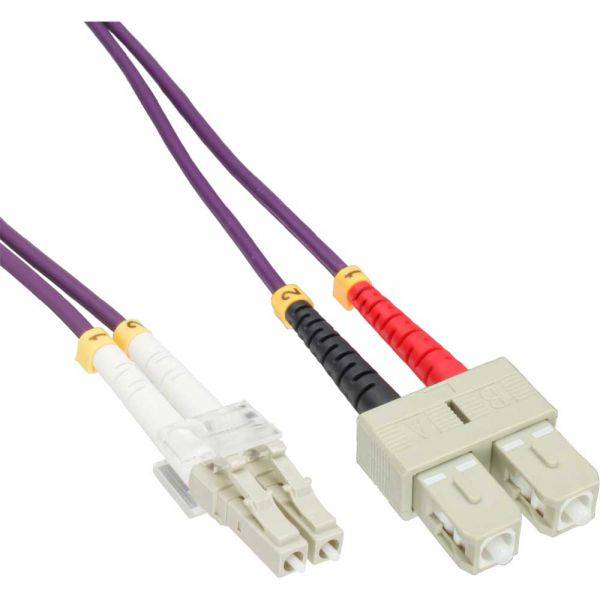 INLINE - LWL Duplex Kabel - LC/SC - 50/125µm - OM4 - 15m