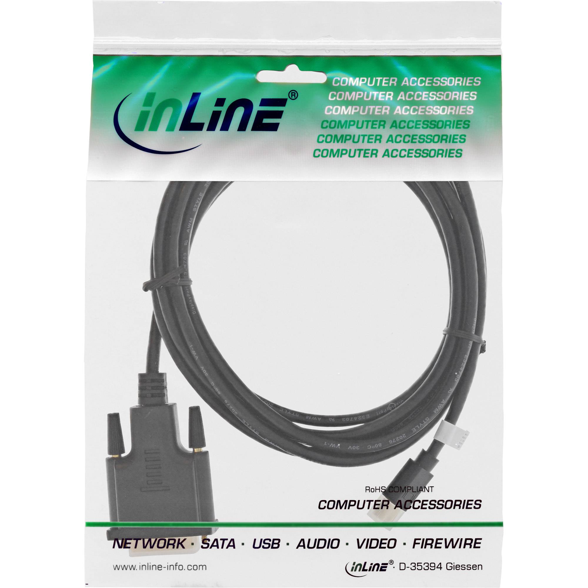 INLINE - Mini DisplayPort zu DVI Konverter Kabel - schwarz - 3m