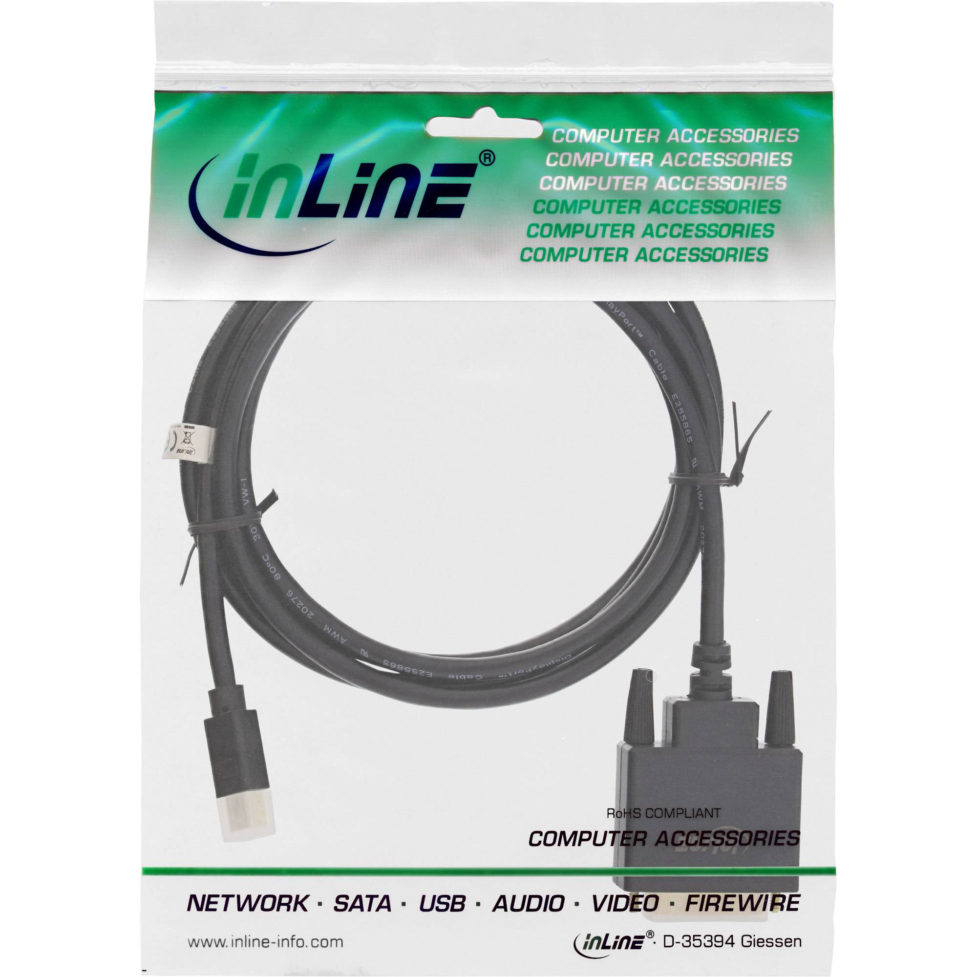 INLINE - Mini DisplayPort zu DVI Konverter Kabel - schwarz - 2m