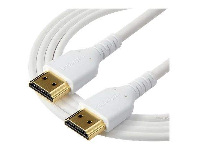 StarTech.com RHDMM2MPW HDMI Kabel (4K 60Hz, 2m, High Speed, HDMI 2.0, TPE- Kabel, mit Ethernet, robust, Aramidfaser) wei