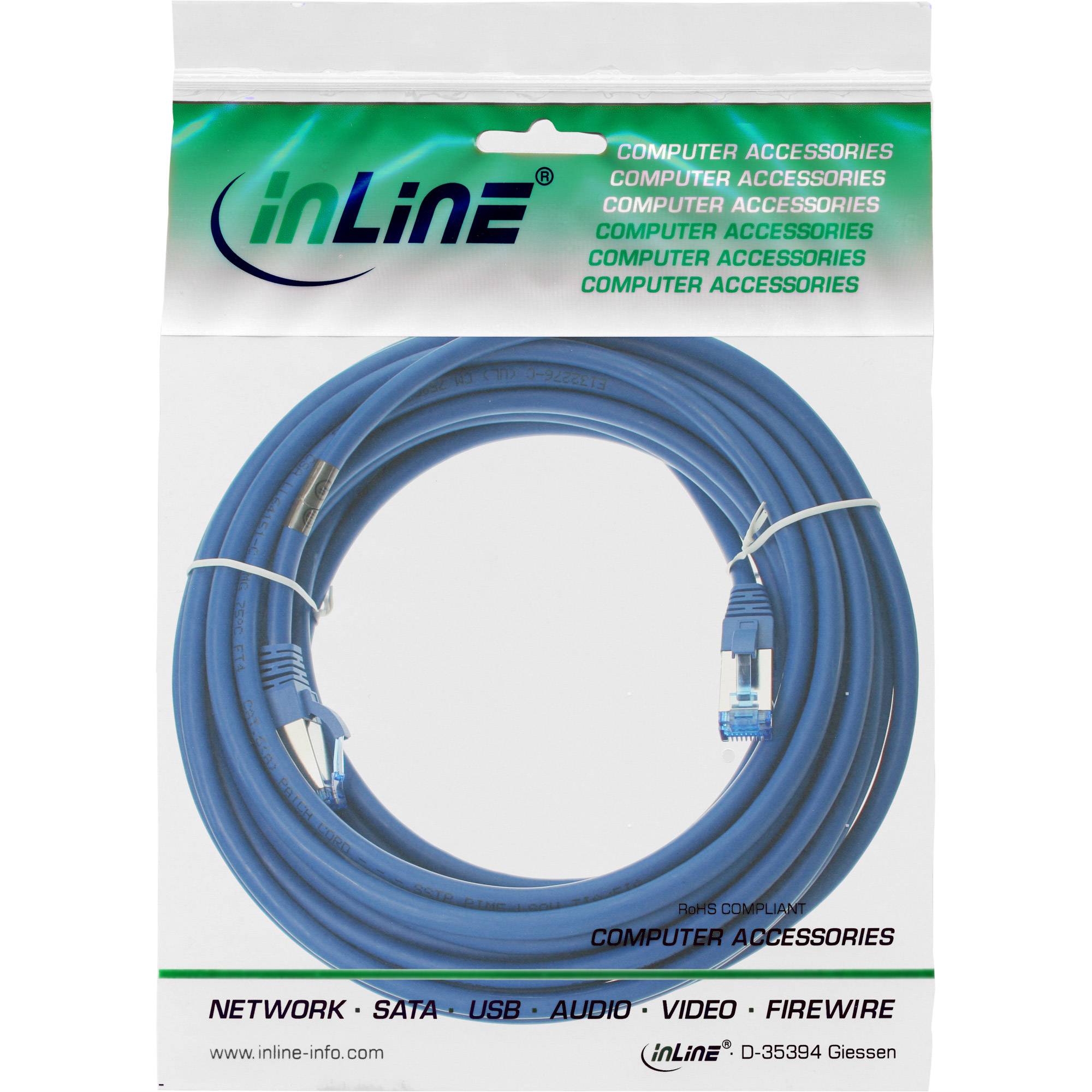INLINE - Patchkabel - S/FTP (PiMf) - Cat.6A - halogenfrei - blau - 20m