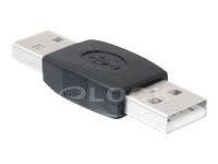 Ein USB-Gerätdongle mit schwarzem Zentrum und silbernen USB-Steckern an beiden Enden, gezeigt auf weißem Hintergrund.