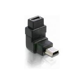 Rechtwinkliger USB-Adapter mit einem männlichen USB-Stecker und einer weiblichen Buchse auf einem schwarzen Kunststoffgehäuse.