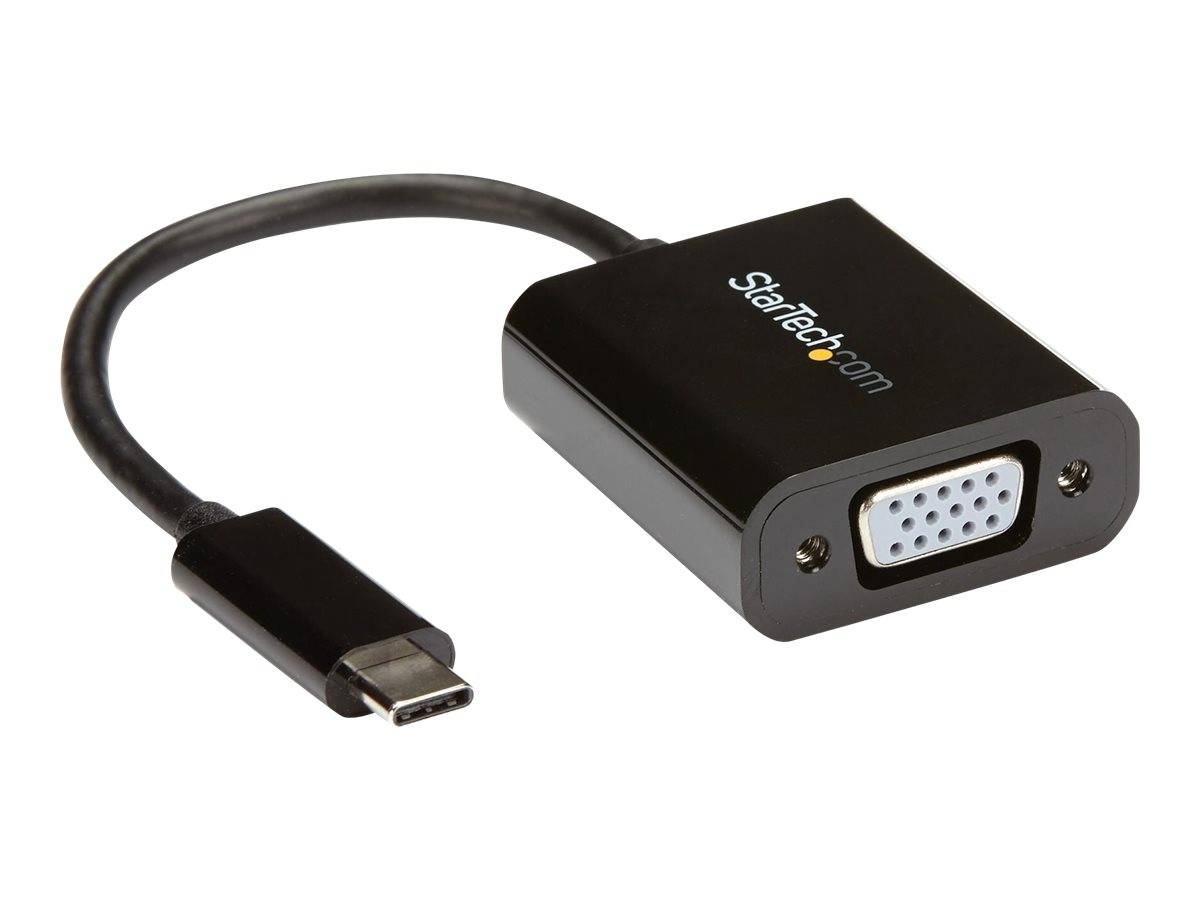 StarTech.com USB-C to VGA Adapter - Black - 1080p - Video Converter For Your MacBook Pro - USB C to VGA Display Dongle (
