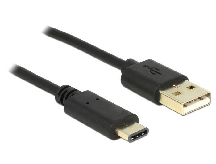USB-Kabel mit Standard-USB-A-Stecker auf einer Seite und USB-C-Anschluss auf der anderen Seite