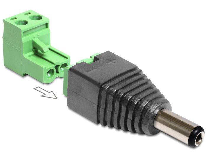 DeLOCK Adapter DC 2.1 x 5.5 mm male > Terminal Block - Netzteil - 2-polige Klemmleiste (M)
