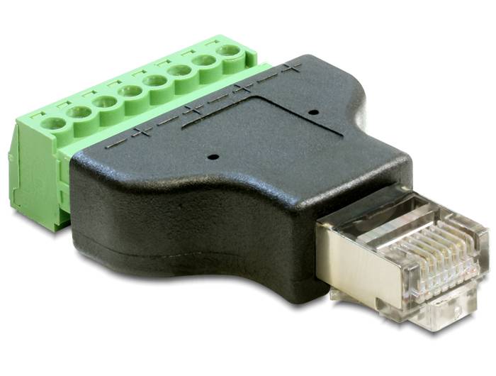 Delock Adapter RJ45 Stecker > Terminalblock 8 Pin 2-teilig