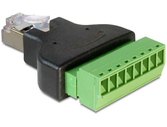 Delock Adapter RJ45 Stecker > Terminalblock 8 Pin 2-teilig