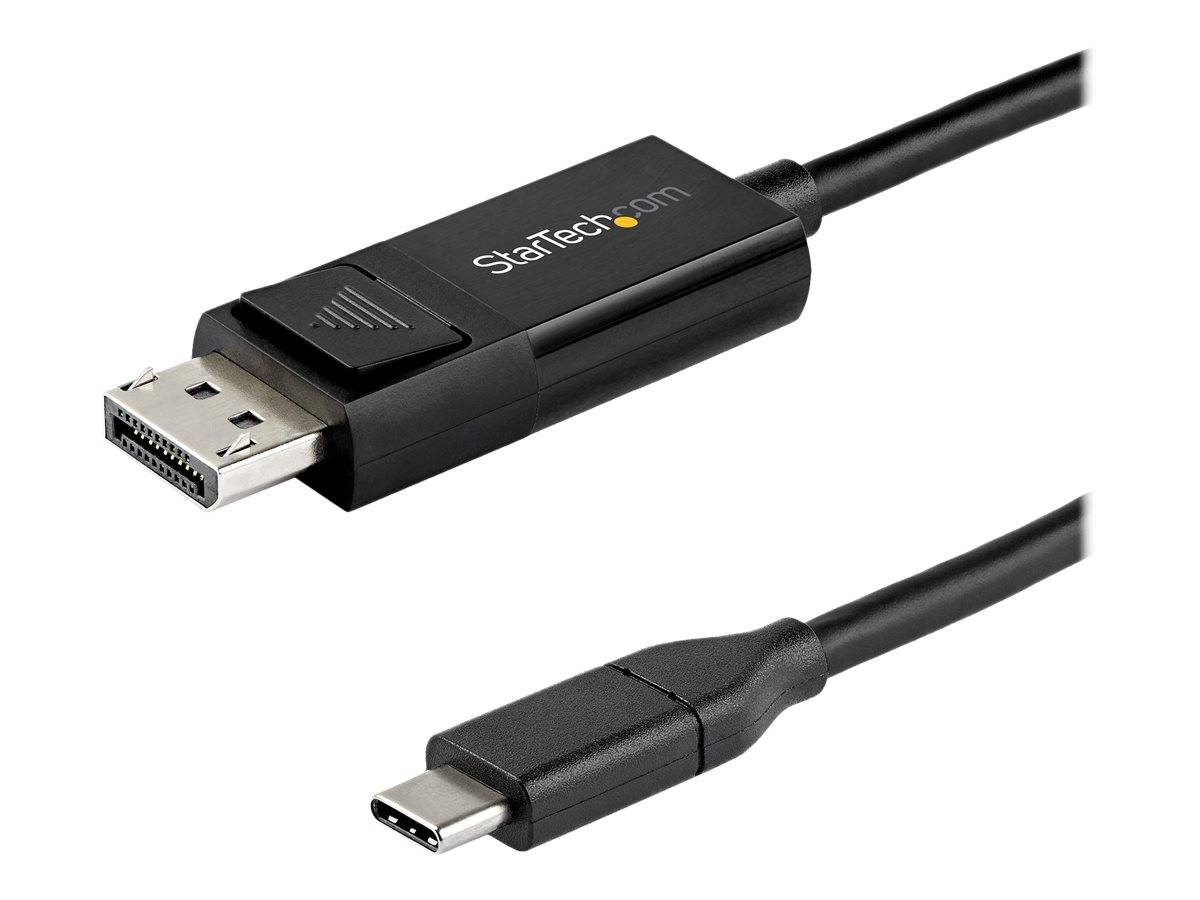 USB-C auf DisplayPort Adapterkabel mit StarTech-Logo, zeigt einen DisplayPort-Stecker auf einer Seite und einen USB-C-Anschluss auf der anderen Seite.