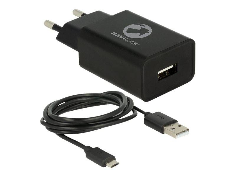 Navilock Tragant - Netzteil - 12 Watt - 2.4 A (USB) - auf Kabel: Micro-USB