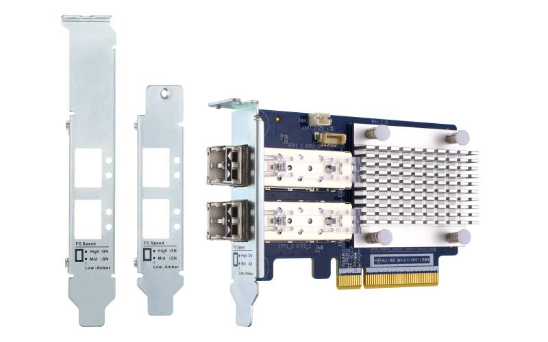 QNAP QXP-16G2FC - Hostbus-Adapter - PCIe 3.0 x8 Low-Profile - 16Gb Fibre Channel Gen 5 x 2 - mit 2 x SFP+-Transceiver (TRX-16GFCSFP-SR)