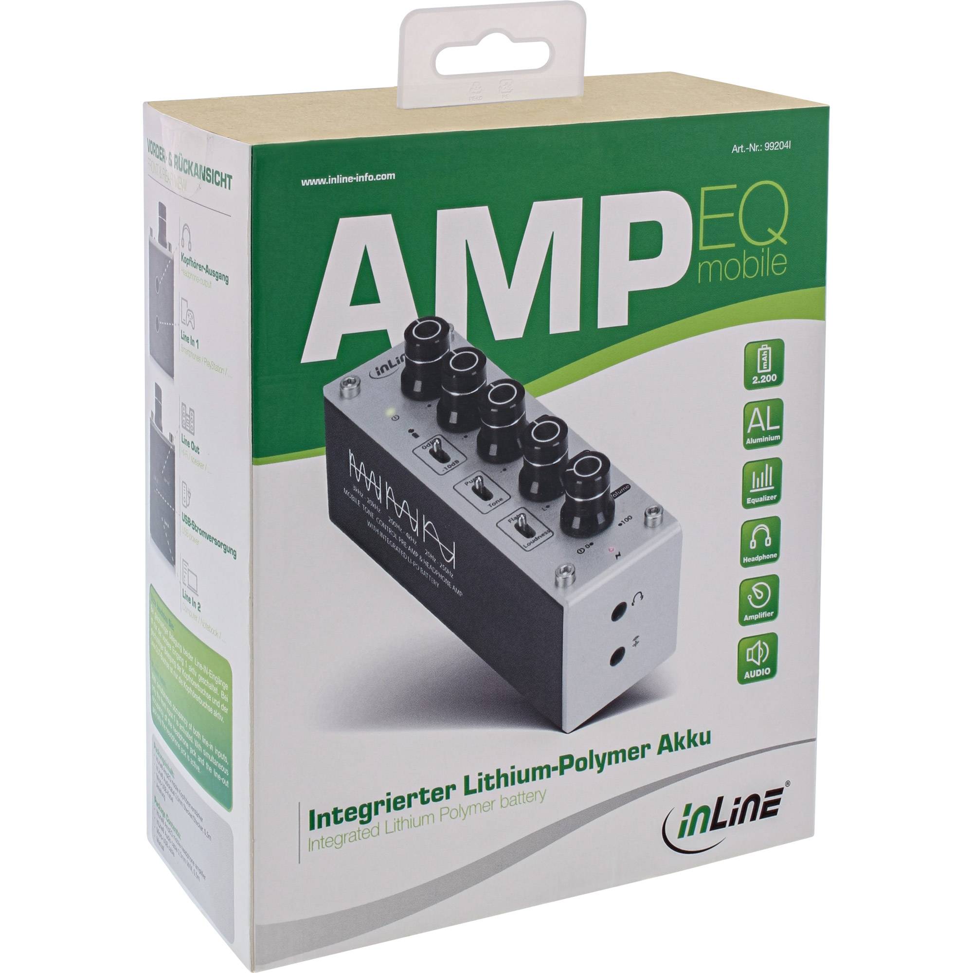 INLINE - AmpEQ mobile - Hi-Res AUDIO Kopfhörer-Verstärker und Equalizer - mit Akku