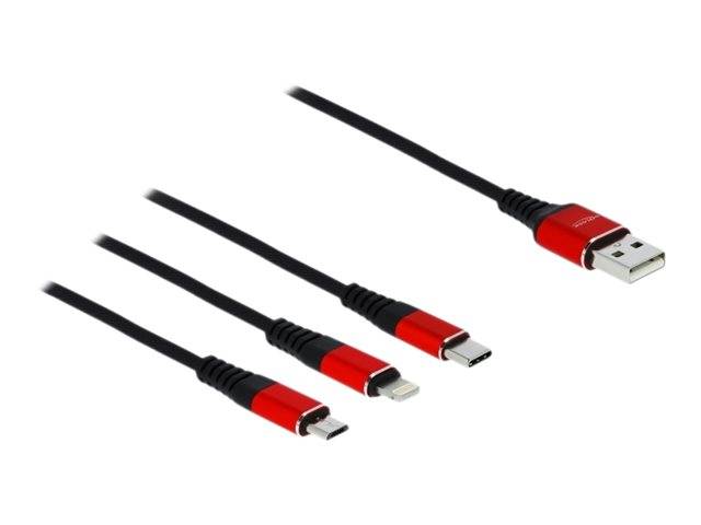 Delock 3 in 1 - Kabel nur zum Laden - USB männlich zu Micro-USB Typ B, Lightning, 24 pin USB-C männlich