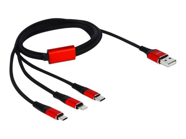 Delock 3 in 1 - Kabel nur zum Laden - USB männlich zu Micro-USB Typ B, Lightning, 24 pin USB-C männlich