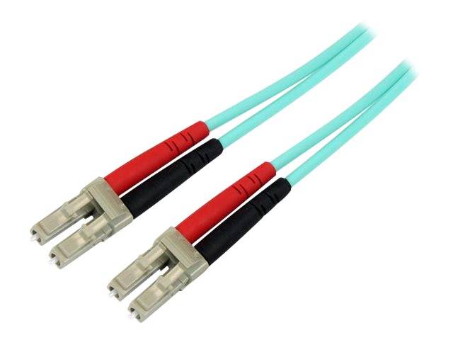 StarTech.com Aqua OM4 Duplex Multimode Fiber - 1m / 3 ft - 100 Gb - 50/125 - OM4 Fiber - LC to LC Fiber Patch Cable (450