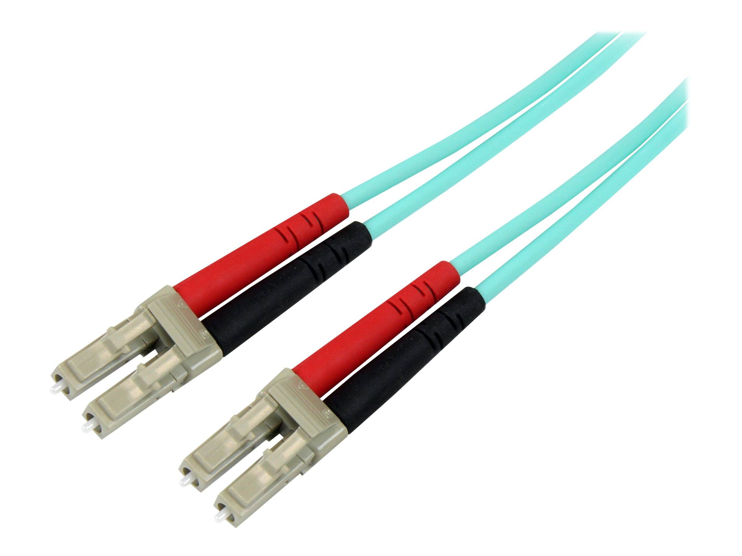 StarTech.com Aqua OM4 Duplex Multimode Fiber - 1m / 3 ft - 100 Gb - 50/125 - OM4 Fiber - LC to LC Fiber Patch Cable (450