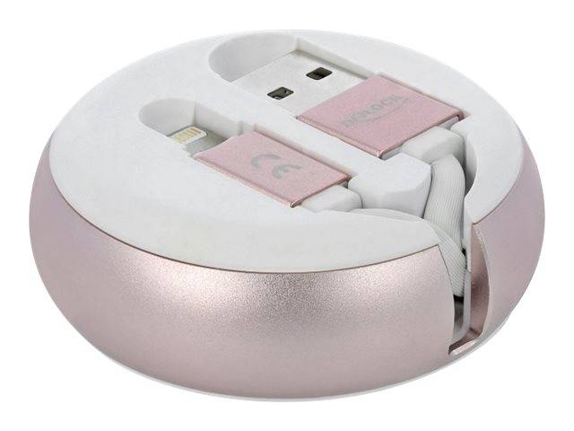 Delock - Lightning-Kabel - USB männlich bis Lightning männlich - 92 cm - weiß, Pale Pink - einziehbar, flach - für Apple iPad/iPhone/iPod (Lightni