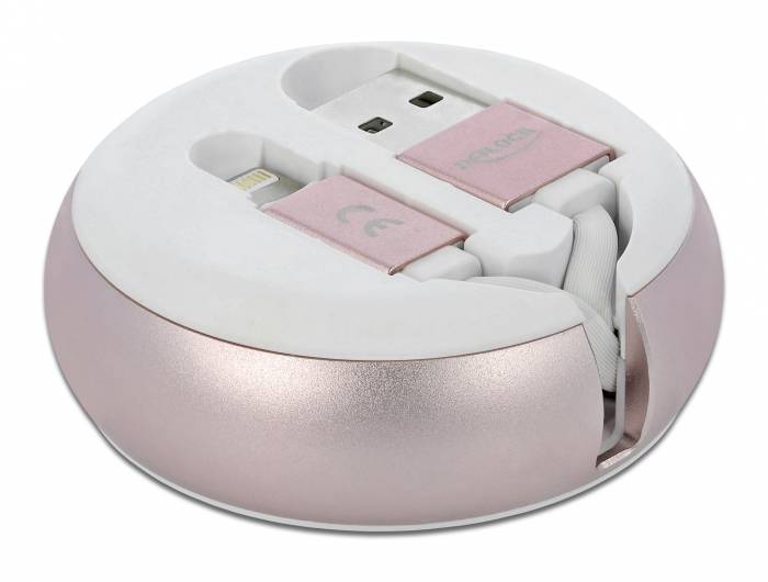 Delock - Lightning-Kabel - USB männlich bis Lightning männlich - 92 cm - weiß, Pale Pink - einziehbar, flach - für Apple iPad/iPhone/iPod (Lightni