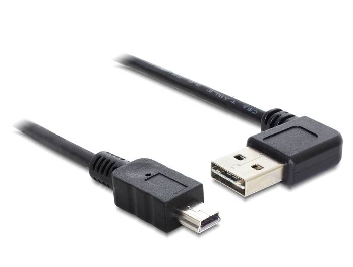 DeLOCK Easy - USB-Kabel - USB (M) links/rechts abgewinkelt, umkehrbar bis Mini-USB, Typ B (M)