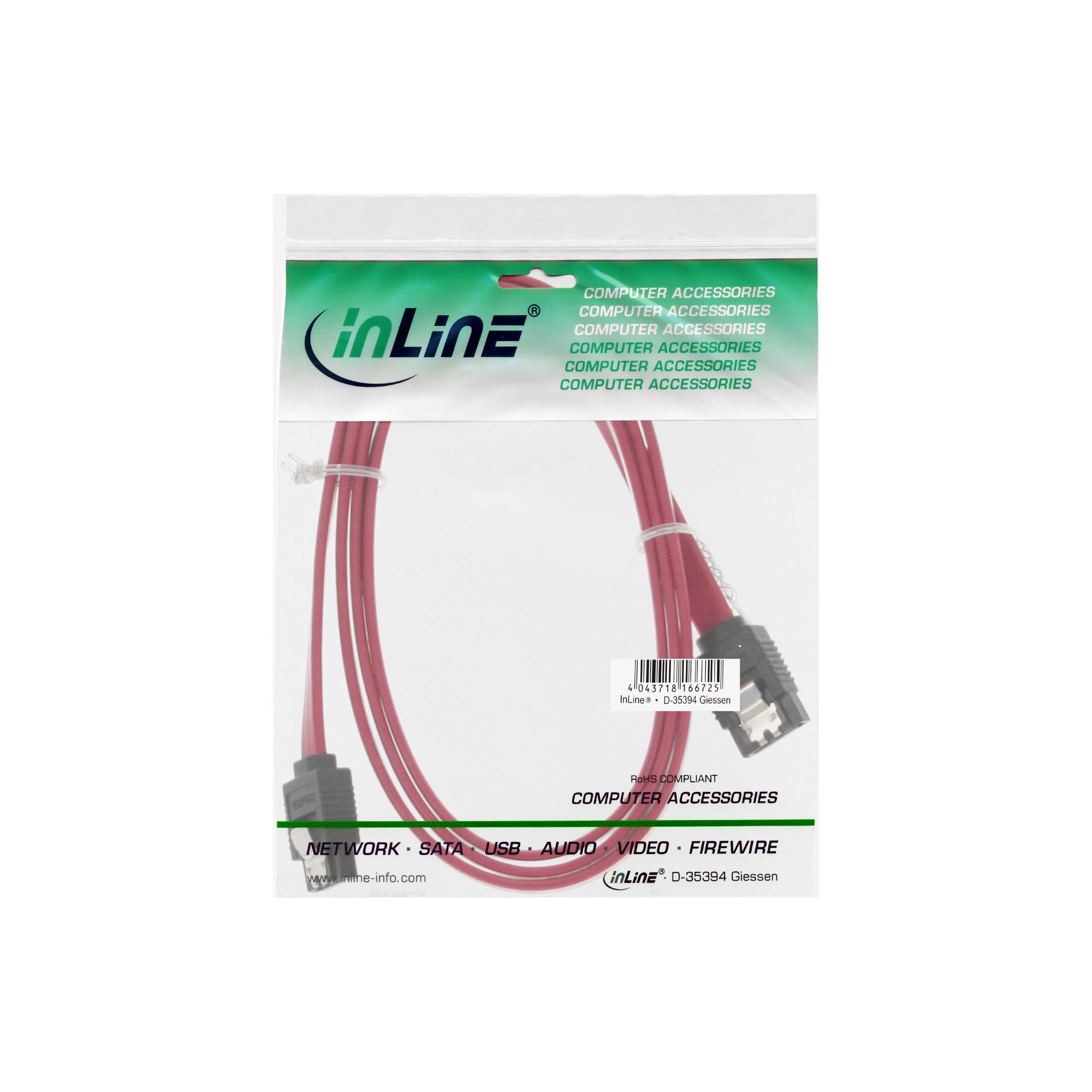 INLINE - SATA 6Gb/s Kabel - mit Lasche - 1m
