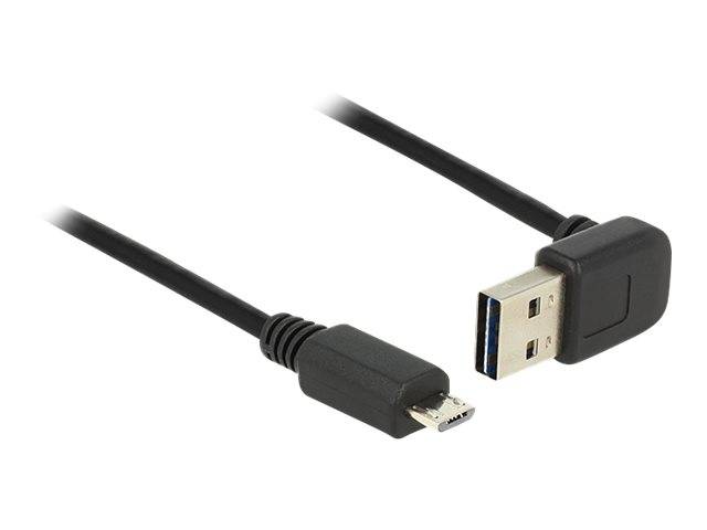 DeLOCK Easy - USB-Kabel - USB (M) nach oben/unten abgewinkelt, doppelseitig bis Micro-USB Typ B (M)