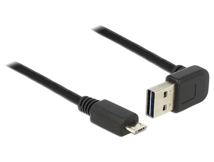 DeLOCK Easy - USB-Kabel - USB (M) nach oben/unten abgewinkelt, doppelseitig bis Micro-USB Typ B (M)