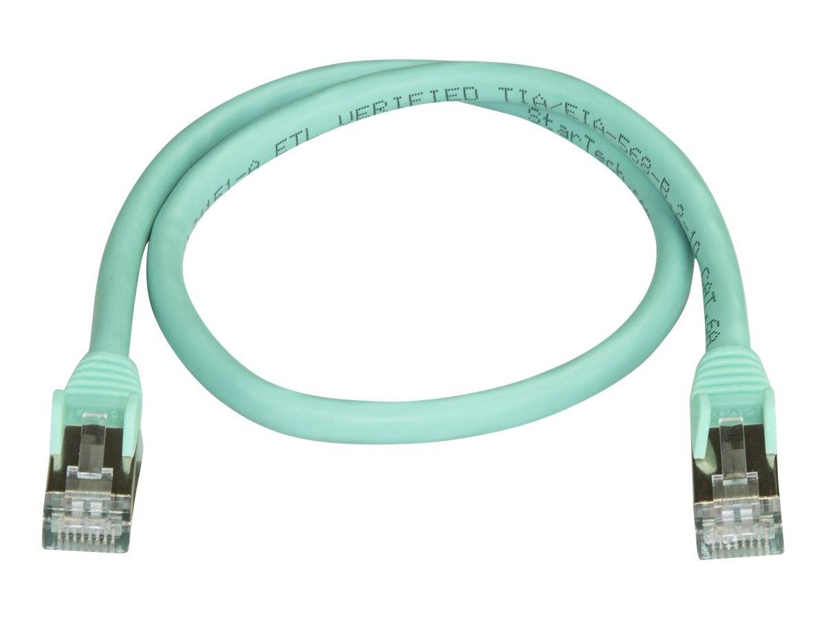 StarTech.com 50cm CAT6A Ethernet Cable, 10 Gigabit Shielded Snagless RJ45 100W PoE Patch Cord, CAT 6A 10GbE STP Network