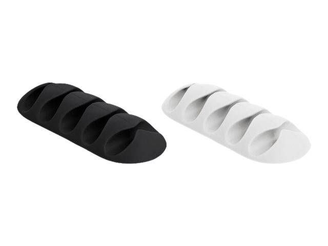 DeLOCK - Kabelhalter - Tisch montierbar, Oberfläche montierbar, geeignet für Wandmontage - Schwarz, weiß (Packung mit 6)