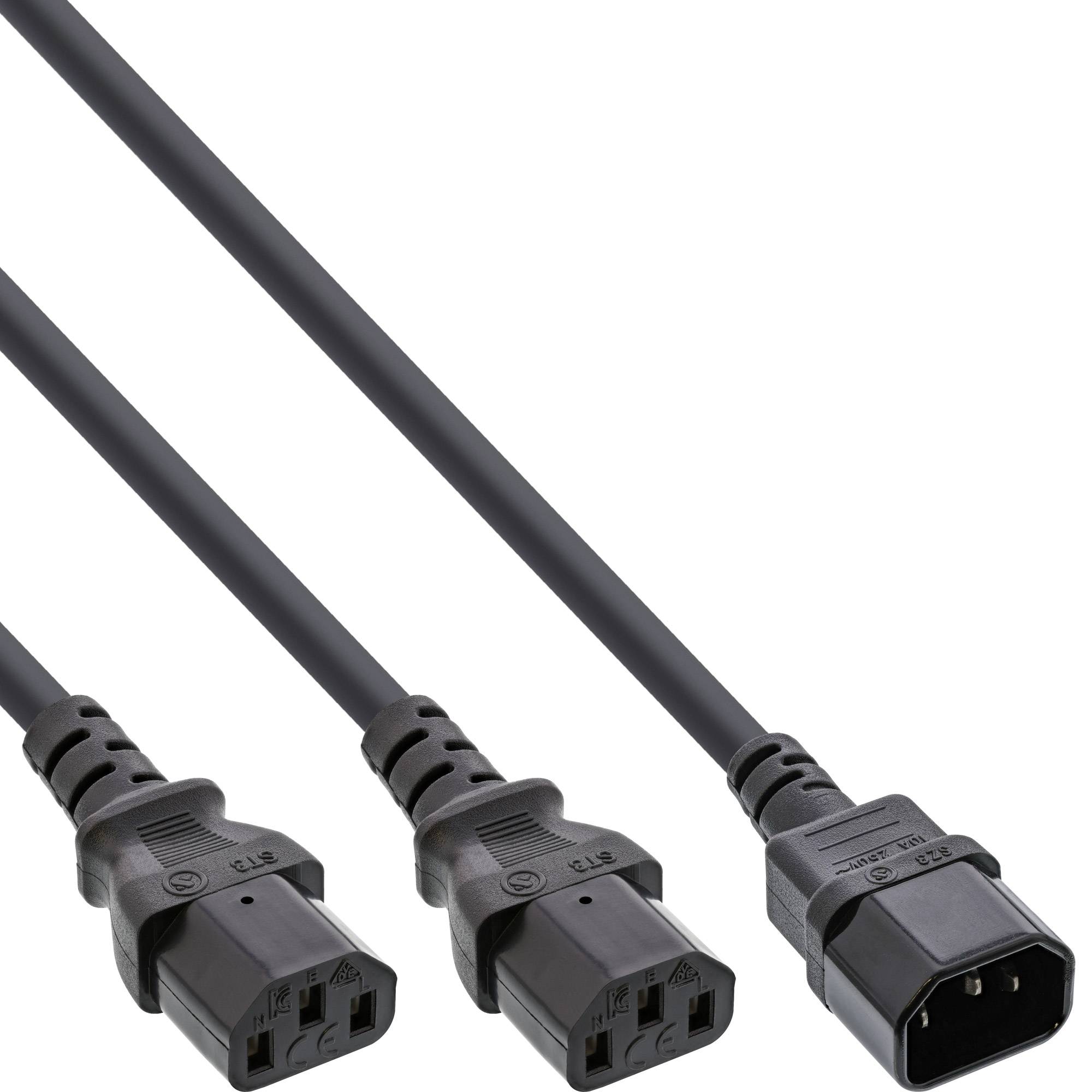 INLINE - Netz-Y-Kabel - Kaltgeräte - 1x IEC-C14 auf 2x IEC-C13 - 1m
