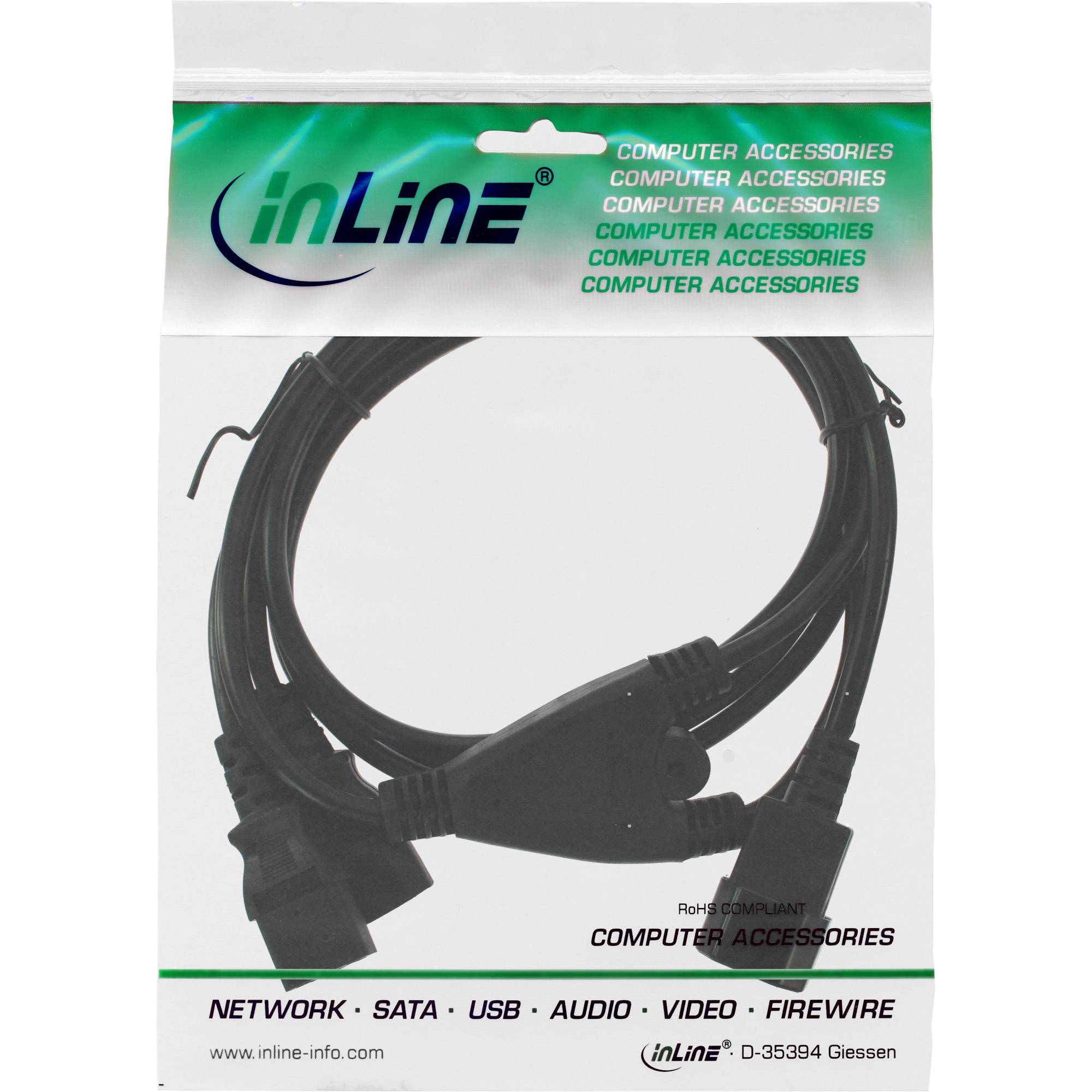 INLINE - Netz-Y-Kabel - Kaltgeräte - 1x IEC-C14 auf 2x IEC-C13 - 5m
