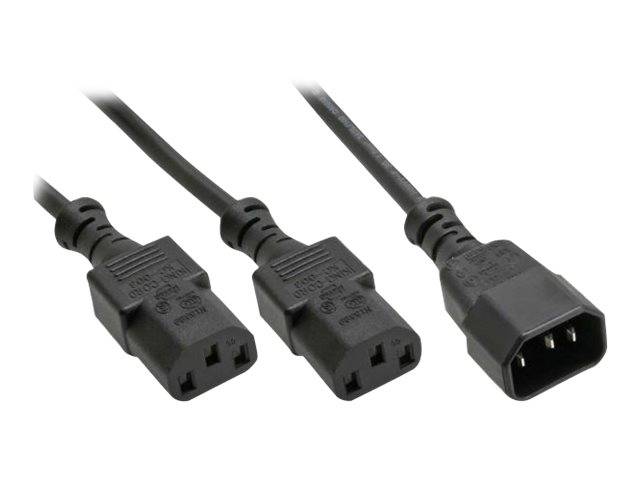 INLINE - Netz-Y-Kabel - Kaltgeräte - 1x IEC-C14 auf 2x IEC-C13 - 1m