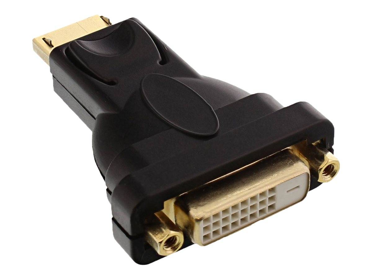 HDMI-Stecker auf DVI-Buchse Adapter mit schwarzem Gehäuse und vergoldeten Anschlüssen auf weißem Hintergrund