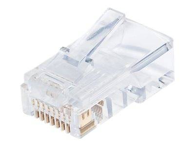 Intellinet 100er-Pack Cat5e RJ45-Modularstecker Pro Line, UTP, 3-Punkt-Aderkontaktierung, für Massivdraht, 100 Stecker i