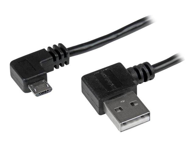 StarTech.com Micro USB Kabel mit rechts gewinkelten Anschlüssen - Stecker/Stecker - 2m - USB A zu Micro B Anschlusskabel