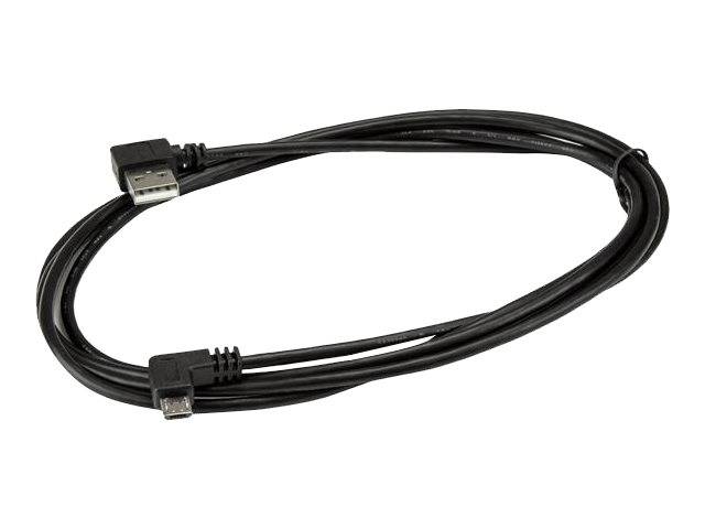 StarTech.com Micro USB Kabel mit rechts gewinkelten Anschlüssen - Stecker/Stecker - 2m - USB A zu Micro B Anschlusskabel