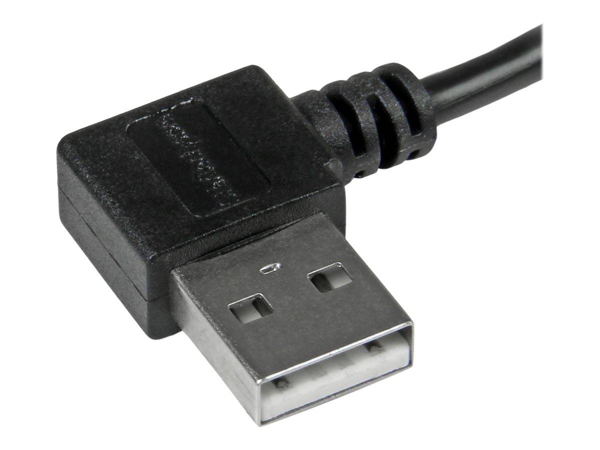 StarTech.com Micro USB Kabel mit rechts gewinkelten Anschlüssen - Stecker/Stecker - 2m - USB A zu Micro B Anschlusskabel