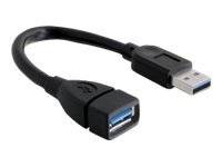 USB-Verlängerungskabel mit einem USB-A-Stecker auf der einen Seite und einer USB-A-Buchse auf der anderen Seite.