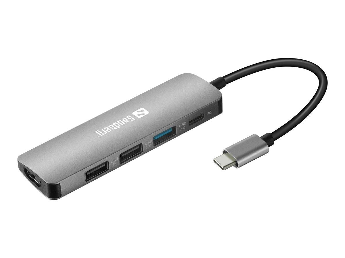 Sandberg USB-C Dock HDMI+3xUSB+PD 100W - Dockingstation