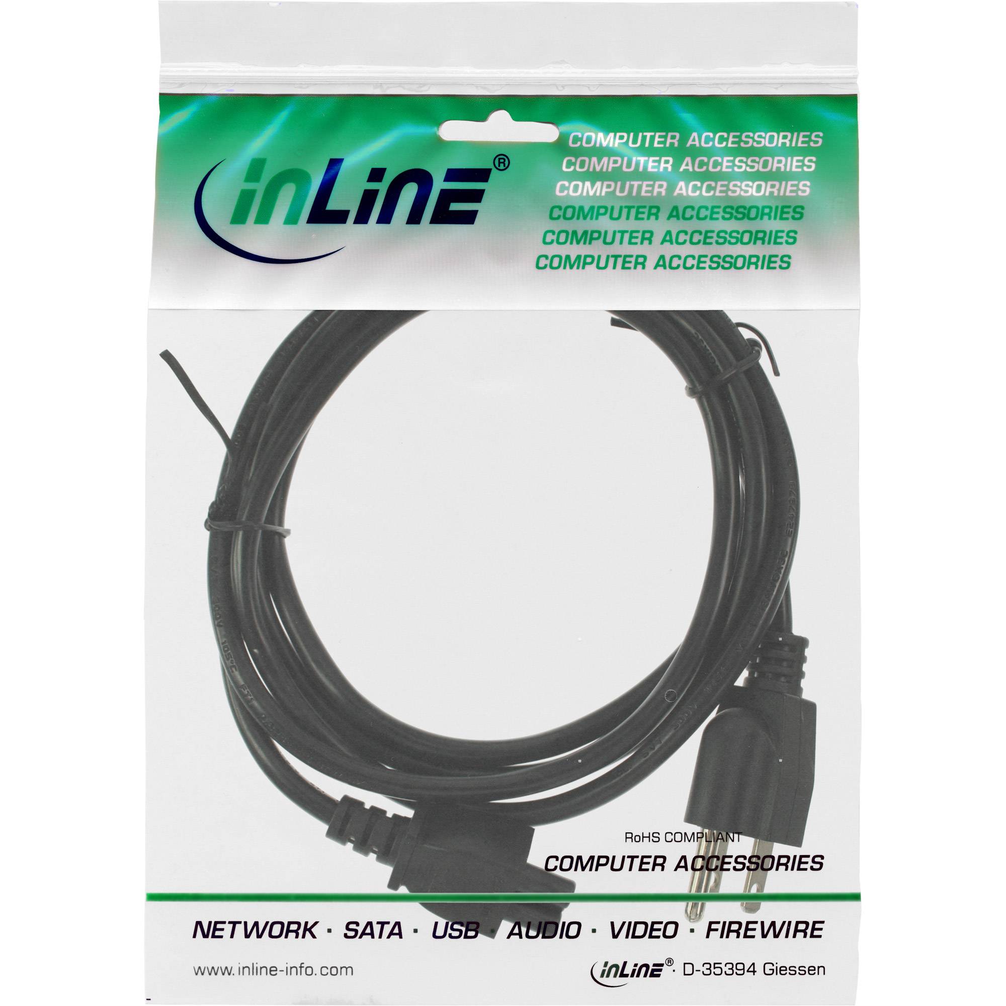 INLINE - Netzkabel für Notebook - USA/Canada - 3pol Kupplung - 2m