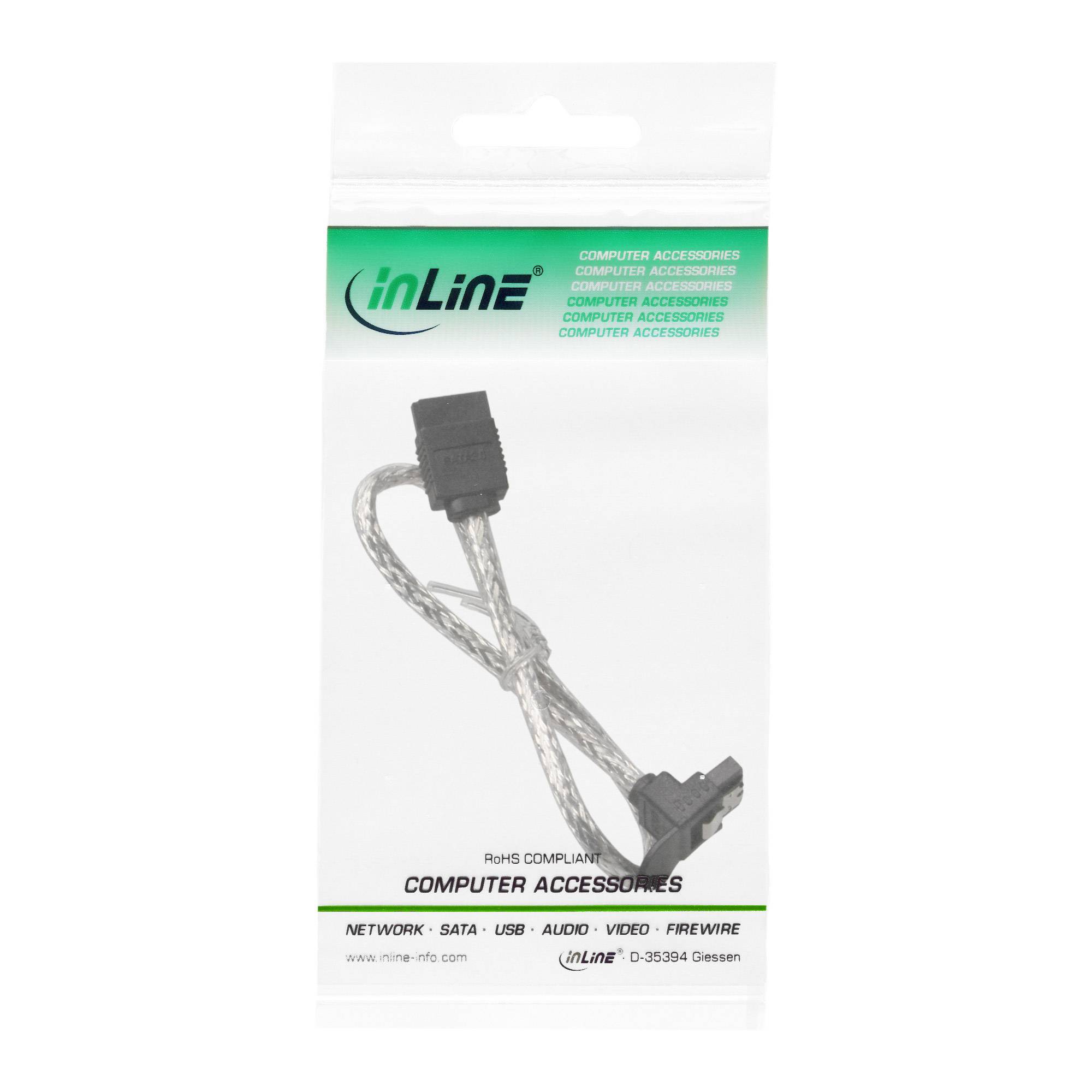 INLINE - SATA 6Gb/s Kabel rund - mit Lasche - gewinkelt - 0,5m