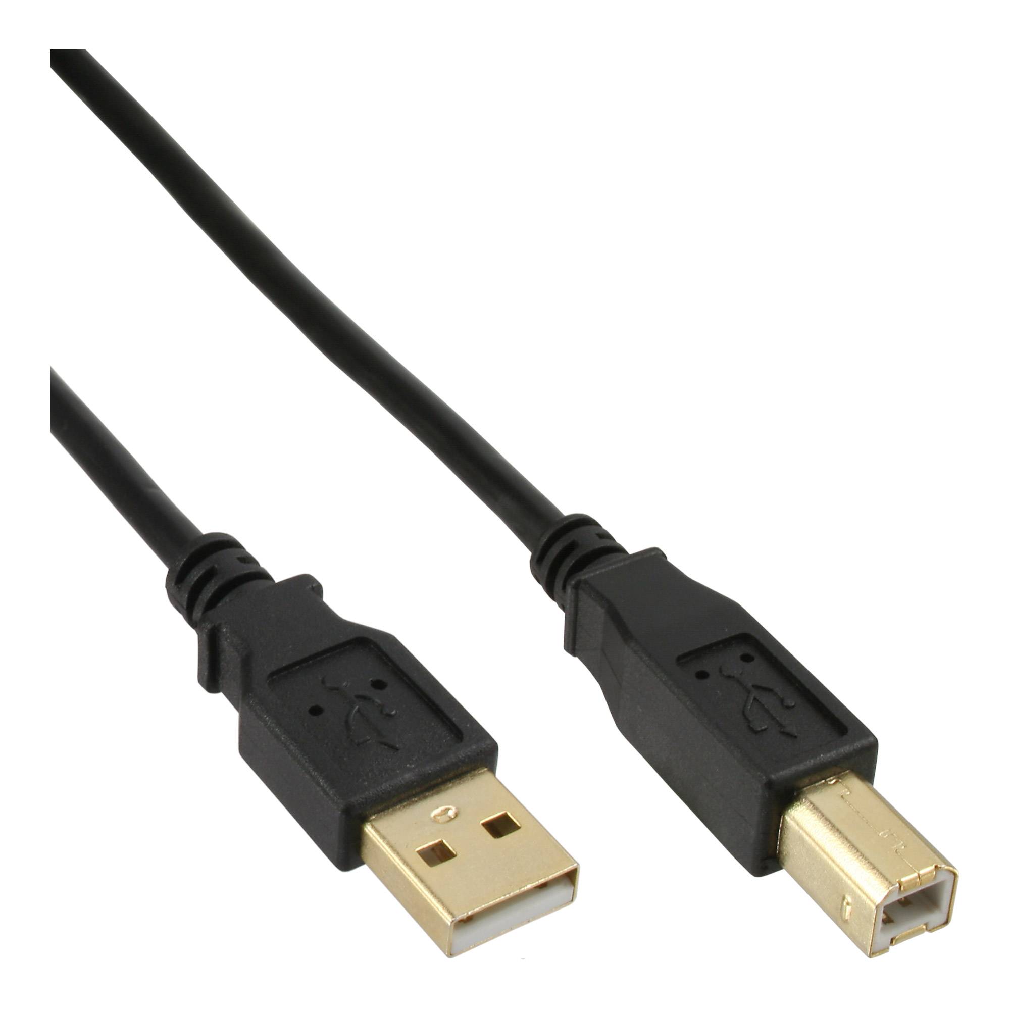 INLINE - USB 2.0 Kabel - A an B - schwarz - Kontakte gold - 5m