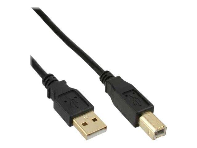 INLINE - USB 2.0 Kabel - A an B - schwarz - Kontakte gold - 0,3m