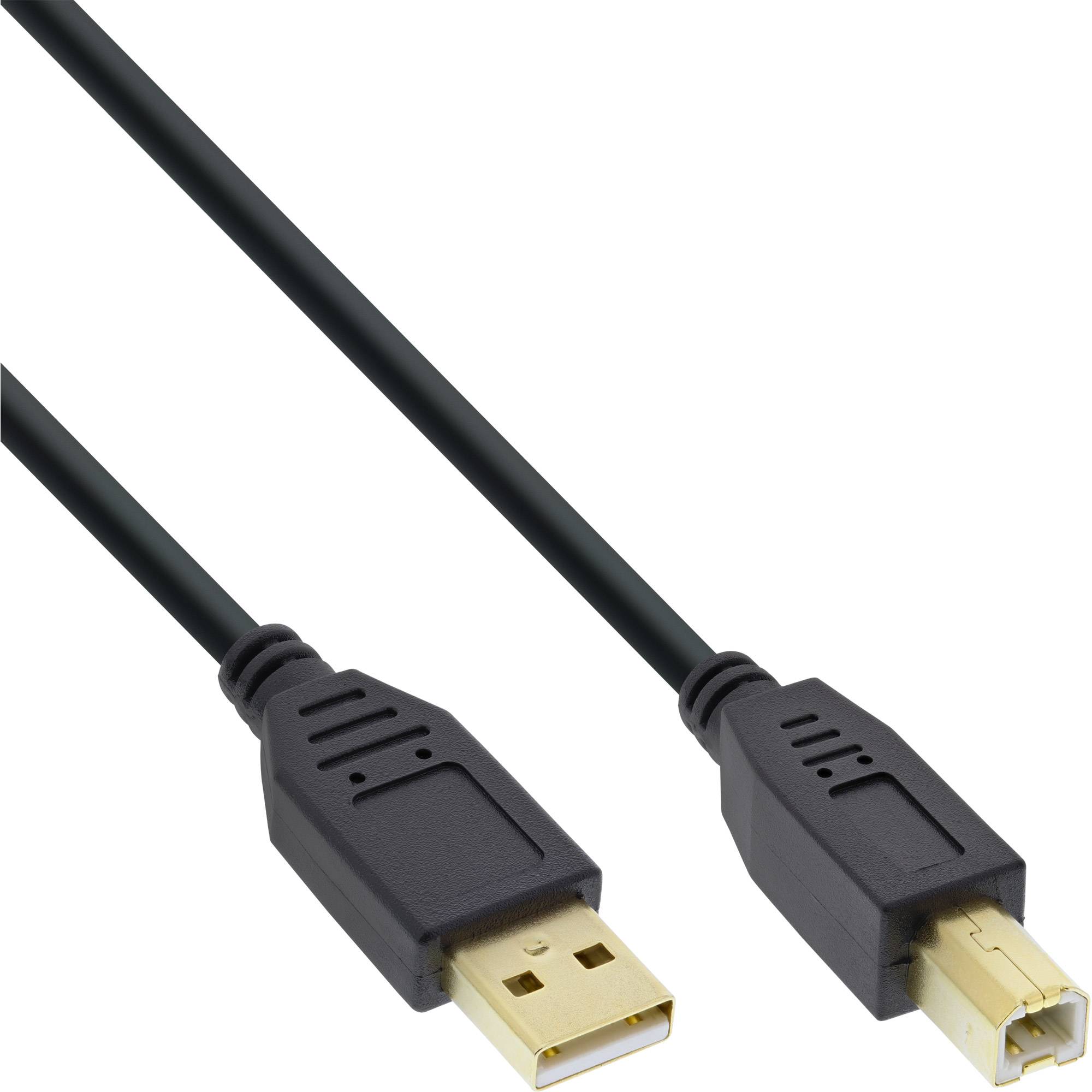 INLINE - USB 2.0 Kabel - A an B - schwarz - Kontakte gold - 10m