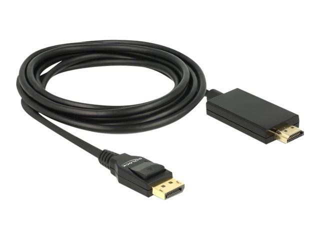 Schwarzes HDMI-Kabel mit Steckverbindern an beiden Enden, aufgerollt auf weißem Hintergrund dargestellt.