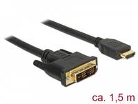 DVI-zu-HDMI-Kabel mit schwarzen Steckern, gekennzeichnet mit „ca. 1,5 m