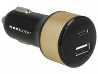 Navilock Car charger - Auto-Netzteil - 3 A (USB, USB-C)